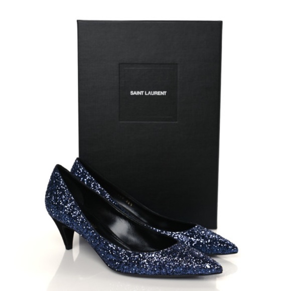 SAINT LAURENT Charlotte Glitter Heel - Picture 6 of 6